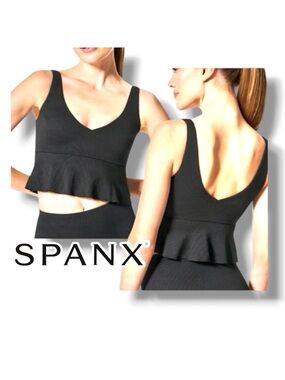 SPANX Swim Bikini  TOP ONLY Pique Longline Flounce 50378R Size Large